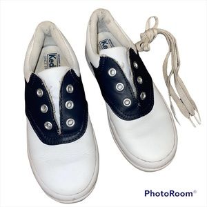 Keds White Blue Shoe Sneakers Casual Kids Sz 12